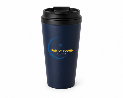 Family Pound Stores™ Insulated Travel Mug – Reusable Coffee & Tea Cup with Secure Lid