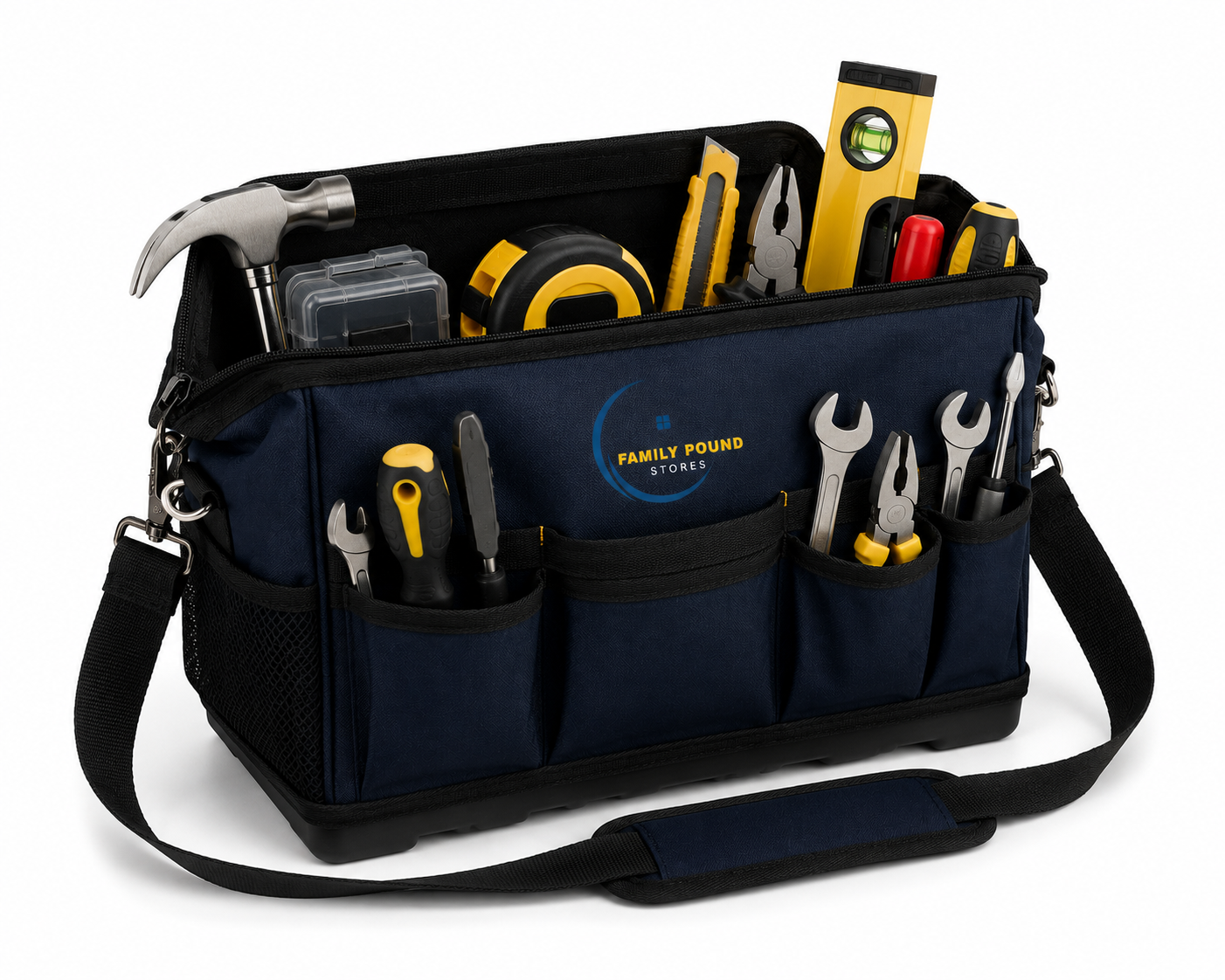 Family Pound Stores™ Heavy-Duty Tool Bag – Multi-Pocket Storage Bag with Shoulder Strap
