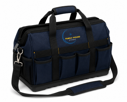 Family Pound Stores™ Heavy-Duty Tool Bag – Multi-Pocket Storage Bag with Shoulder Strap